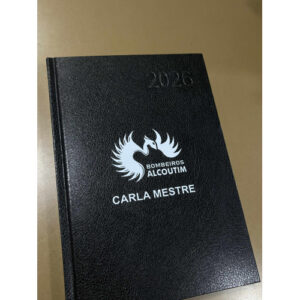 AGENDA 2026 TAMANHO A5 COM EMBLEMA DA CORPORAÇÃO E NOME