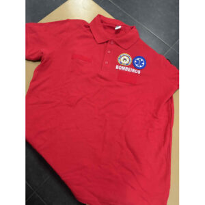 POLO DE MANGA CURTA DOS BOMBEIROS BORDADO COM EMBLEMA EIP, INEM, BANDEIRA PORTUGAL E CORPORAÇÃO NAS COSTAS ESTAMPADA