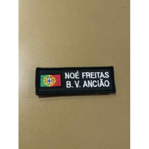 NOME BORDADO DE VELCRO COM BANDEIRA PORTUGAL E CORPORAÇÃO