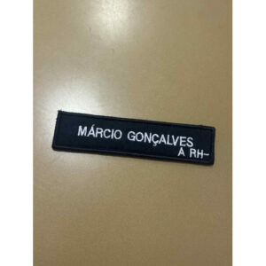 NOME BORDADO DE VELCRO C/MEDIDAS 12.5CM X 3CM E GRUPO SANGUÍNEO