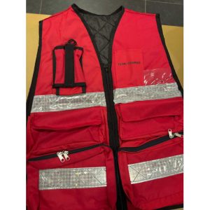 COLETE VERMELHO DOS BOMBEIROS PERSONALIZADO COM NOME E PRESIDENTE NAS COSTAS