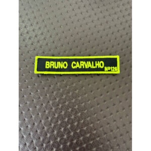 NOME BORDADO DE VELCRO C/MEDIDAS 12CM X 2CM - EPI C/REBORDO E NÚMERO