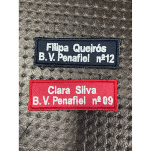 NOME BORDADO DE VELCRO C/ CORPORAÇÃO E NÚMERO - LETRA MAIÚSCULA E MINÚSCULA