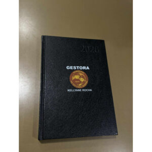 AGENDA 2026 TAMANHO A5 COM GESTORA, EMBLEMA PERSONALIZADO E NOME