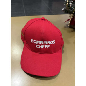 BONÉ BOMBEIROS CHEFE COM DIVISA E CHEFE ESCRITO COM NOME DE LADO