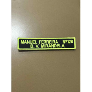 NOME BORDADO DE VELCRO C/MEDIDAS 12CM X 2CM C/CORPORAÇÃO