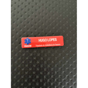 PLACA VITRIFICADA INEM C/NOME E CATEGORIA - VERMELHO E BRANCO