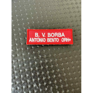 NOME BORDADO DE VELCRO C/CORPORAÇÃO EM CIMA E GRUPO SANGUÍNEO