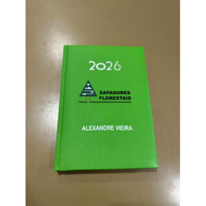 AGENDA VERDE A5 2026 COM EMBLEMA DE SAPADORES FLORESTAIS E NOME