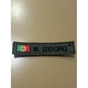 NOME BORDADO DE VELCRO C/MEDIDAS 12CM X 2.5CM ,GRUPO,BANDEIRA PORTUGAL E REBORDO - EXÉRCITO