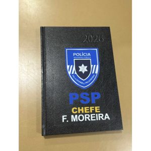 AGENDA 2026 TAMANHO A5 COM EMBLEMA DA PSP, CATEGORIA E NOME
