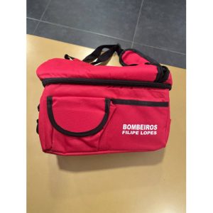LANCHEIRA PERSONALIZADA COM BOMBEIROS E NOME A BRANCO