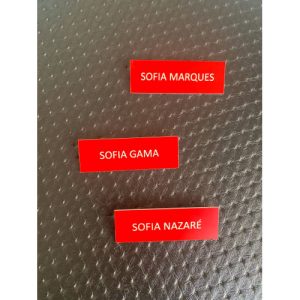 NOME DE PVC (PLÁSTICO) COM ALFINETE - LETRAS MAIÚSCULAS