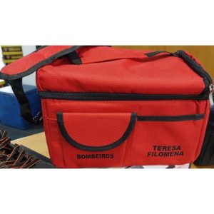 LANCHEIRA PERSONALIZADA COM BOMBEIROS E NOME A PRETO