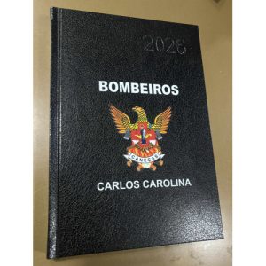 AGENDA 2026 TAMANHO A5 C/ BOMBEIROS, EMBLEMA DA CORPORAÇÃO E NOME