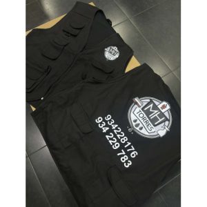COLETE MULTIBOLSOS ESTAMPADO COM LOGÓTIPO/ IMAGEM FRENTE E COSTAS