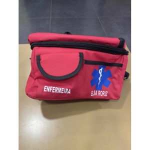 LANCHEIRA COM EMBLEMA DA INEM A AZUL, ENFERMEIRA/O E NOME ESTAMPADO