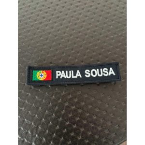 NOME BORDADO DE VELCRO COM BANDEIRA PORTUGAL -C/MEDIDAS 12 CM X 2 CM