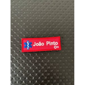 NOME BORDADO DE VELCRO C/ EMBLEMA DA INEM E GRUPO -LETRA MAIÚSCULA E MINÚSCULA