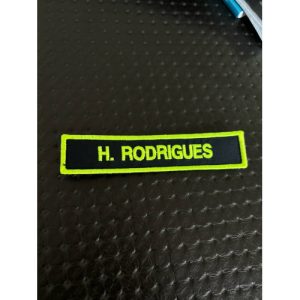 NOME BORDADO DE VELCRO C/MEDIDAS 12CM X 2CM - EPI C/REBORDO