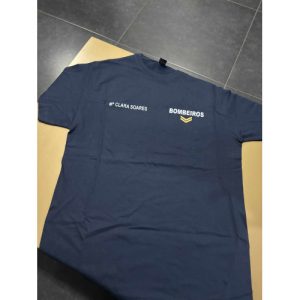 T-SHIRT DOS BOMBEIROS ESTAMPADA COM NOME, DIVISA E NAS COSTAS INEM
